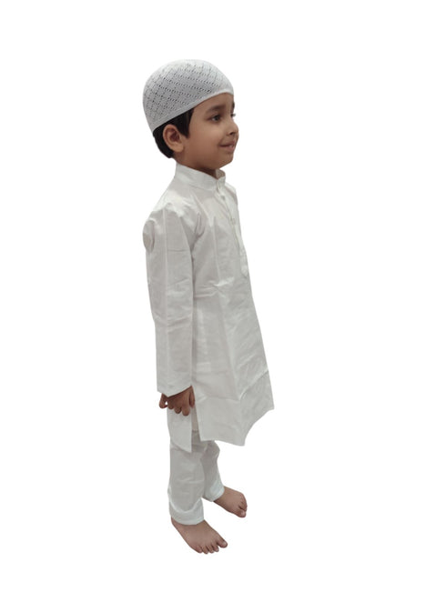 BookMyCostume Muslim Boy White Kurta Pyjama & Cap Indian State Fancy Dress Costume for Boys Kids & Adults
